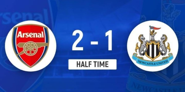 半场-阿森纳2-1纽卡 伊兰加闪击梅里诺破门枪手两分钟2球反超