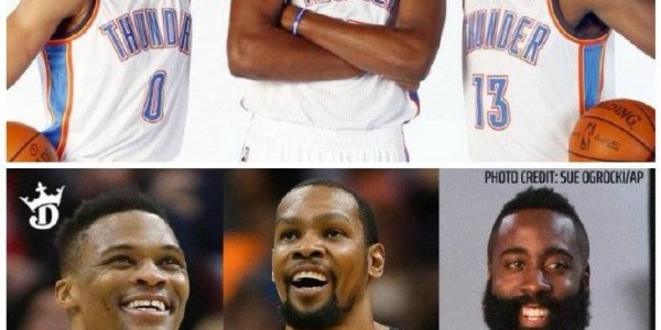 雷霆三少跨时空重聚于休城 杜兰特再次联手亚当斯