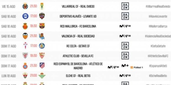 西甲首轮开球时间：巴萨8月17日1:30首战 皇马8月20日3:00比赛